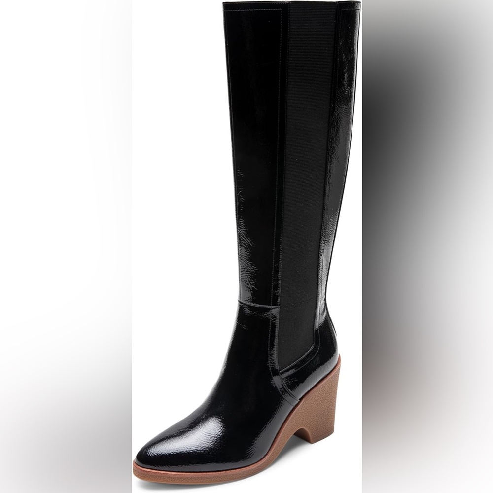 $197 New Aerosoles Women's Memphis Knee High Boots patent faux leather size 11